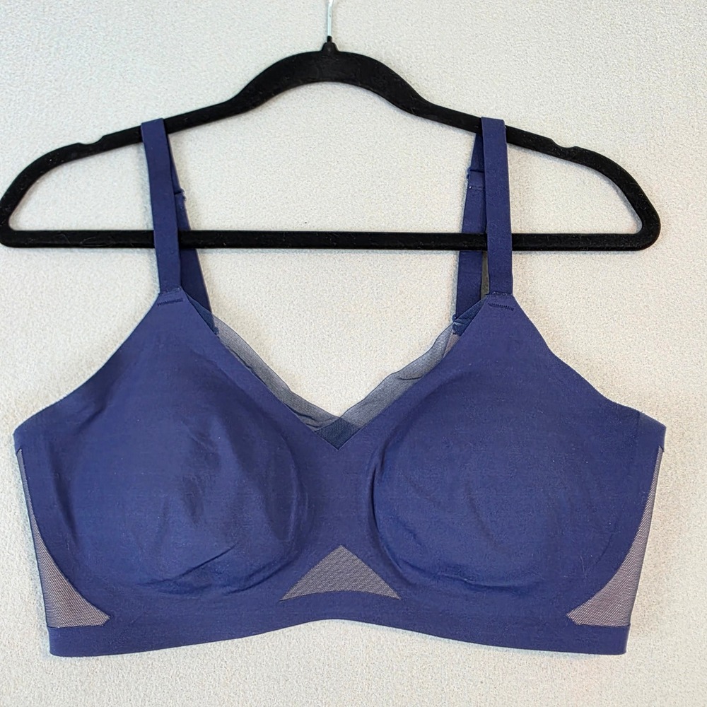 Honeylove Crossover Bra Navy Blue Wire Free Mesh Trim Bra Style: LWBR0301 Size M